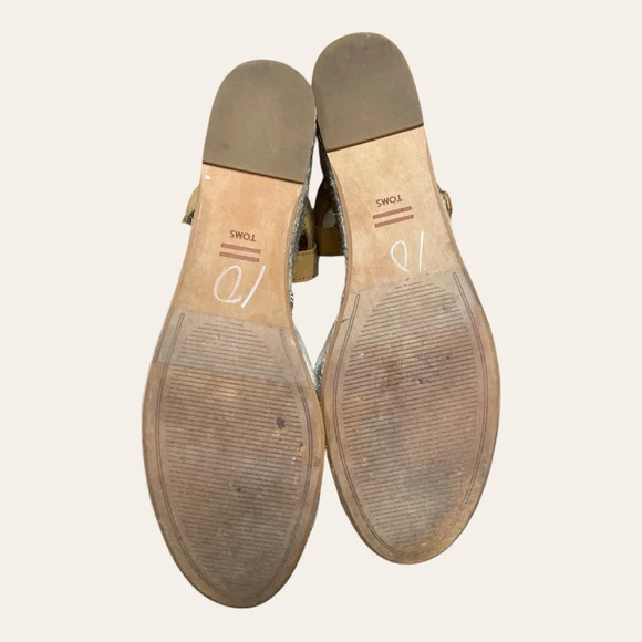 TOMS Willow Cream Canvas Espadrille Wedges Strappy Sandals 8 - Picture 8 of 9